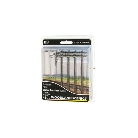 WOODLAND SCENICS HO Scale Pre-Wired Poles Double Crossbar WOO2266